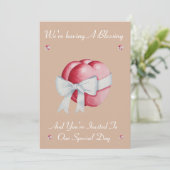 harten vastgemaakt met witte lint huwelijkszegen kaart (Staand voorkant)