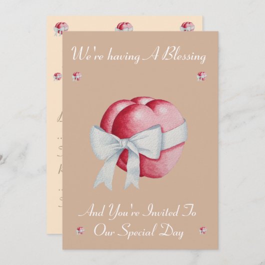 harten vastgemaakt met witte lint huwelijkszegen kaart (Voorkant / Achterkant)