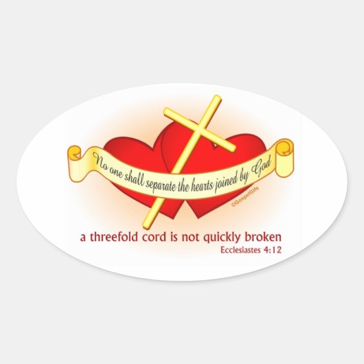 Harten verbonden door God Christelijke gave Ovale Sticker (Voorkant)
