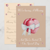 harten verbonden met witte lint huwelijksgelukwens kaart (Voorkant / Achterkant)