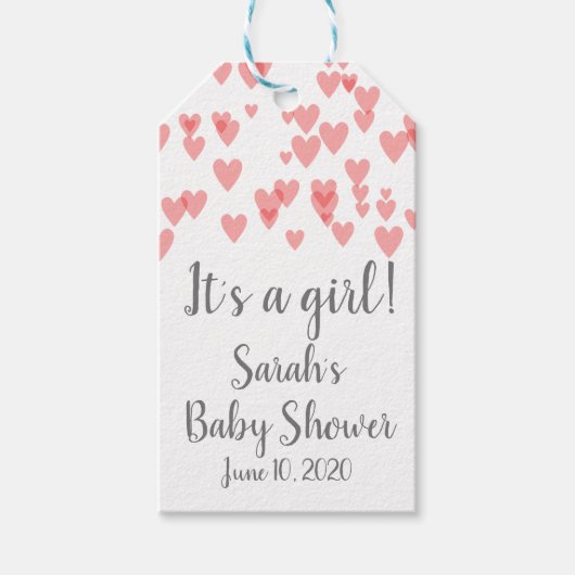 Harten verspreid in de lucht cadeaulabel (Voorkant)