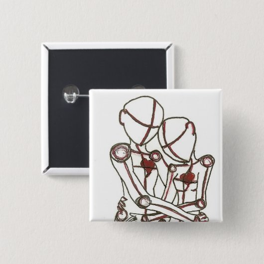 harten vierkante button 5,1 cm (Voorkant /achterkant)