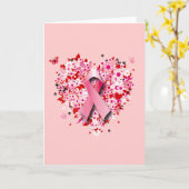 HARTEN, VLINDERS EN ROZE LINT KAART (Gele Bloem)