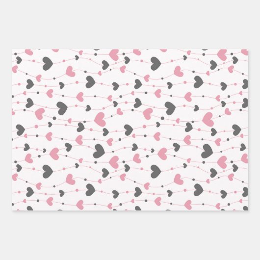 Harten Vlinders Roze Wit Grijs Inpakpapier Vel (Voorkant 2)