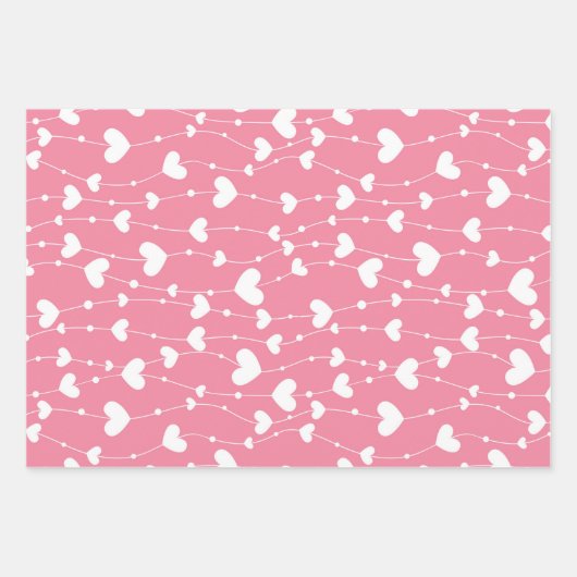 Harten Vlinders Roze Wit Grijs Inpakpapier Vel (Voorkant)