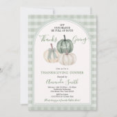 Harten vol met Bedankt geven salie groen diner Kaart (Voorkant)