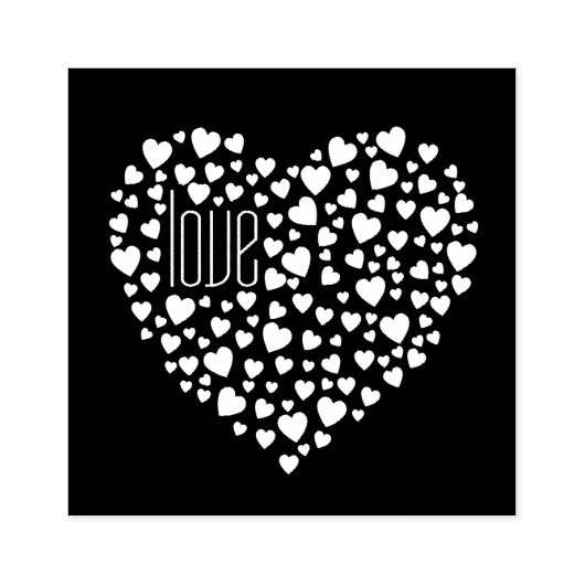 Harten vol met hart liefdeswit rubberstempel (Afrduk)