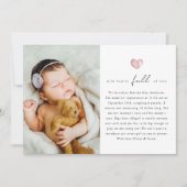 Harten vol met liefdesfoto's geboorte aankondiging (Voorkant)