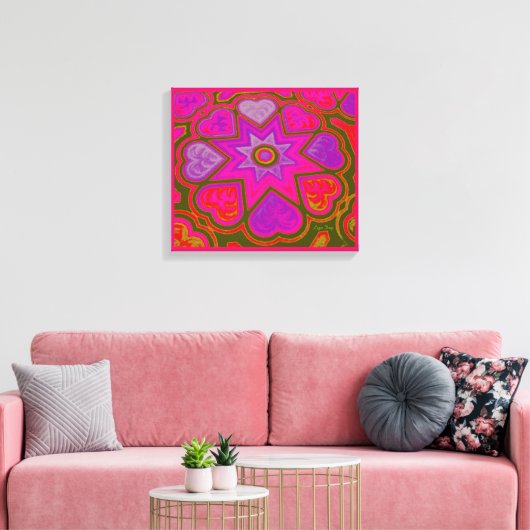 'Harten volledig van de Liefde' paneeldruk (rechte Canvas Afdruk (Insitu (Woonkamer))
