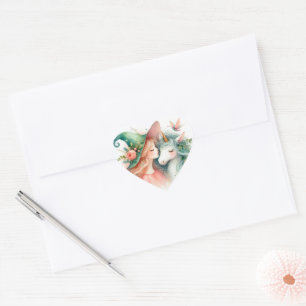 Harten Vorm Magie Heks Eenhoorn Waterverf Liefde Hart Sticker