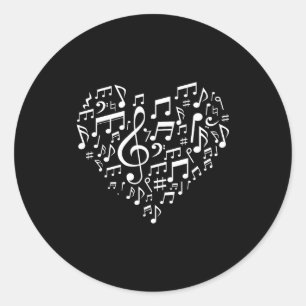 Harten Vorm Muzikale Noten Muziek Liefhebbers Cade Ronde Sticker