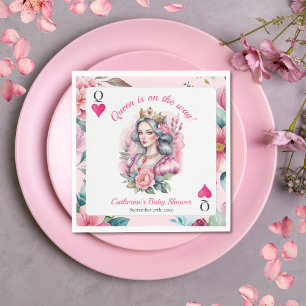 Harten Vrouw Speelkaart Roze Baby Shower Servet