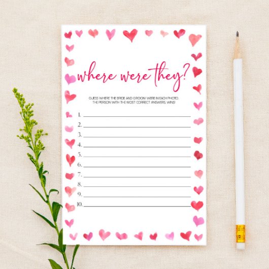 Harten Waar Waren Ze? Bruidsuitnodiging Spel Briefpapier