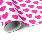 Harten, warm roze op wit omslagpapier cadeaupapier (Rol Hoek)