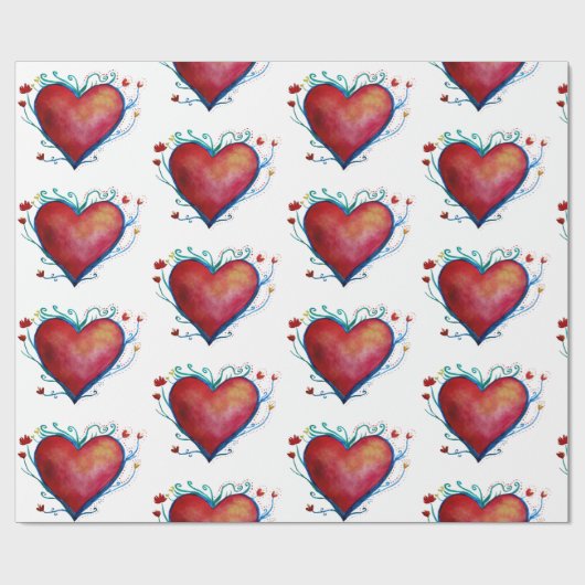 Harten Waterverf Liefde Wrapping Papier (Vlak)