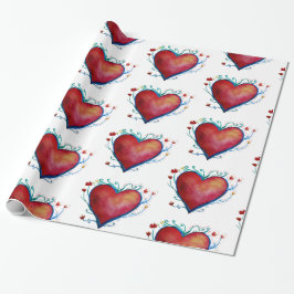 Harten Waterverf Liefde Wrapping Papier