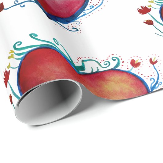 Harten Waterverf Liefde Wrapping Papier (Rol Hoek)