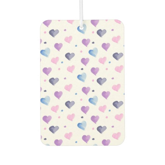 Harten Waterverf Patroon Blauw Roze Paarse Luchtverfrisser (Voorkant)