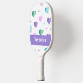 Harten Waterverf Patroon Personaliseren Paarse Pickleball Paddle (Links)