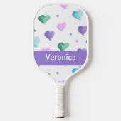 Harten Waterverf Patroon Personaliseren Paarse Pickleball Paddle (Achterkant)