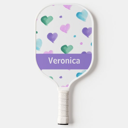 Harten Waterverf Patroon Personaliseren Paarse Pickleball Paddle (Achterkant)