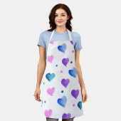 Harten Waterverf Stippen Paarse roze blauw Schort (Gedragen)