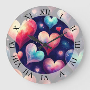 Harten Waterverf Valentijn Kunst Grote Klok