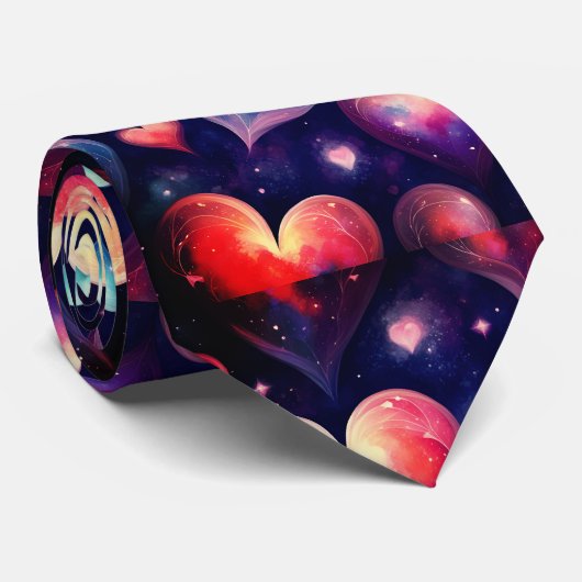 Harten Waterverf Valentijn Kunst Stropdas (Opgerold)