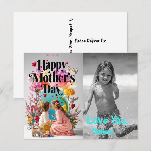 *~* Harten Whimsical Moederdag Foto AP72 Feestdagenkaart (Voorkant / Achterkant)