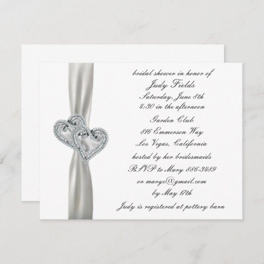 Harten Wit Bruiloft Bruids Douche Uitnodigingen (Voorkant / Achterkant)
