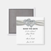 Harten Wit Bruiloft Save The Date Magnet (Voorkant / Achterkant)
