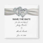 Harten Wit Bruiloft Save The Date Magnet (Voorkant)