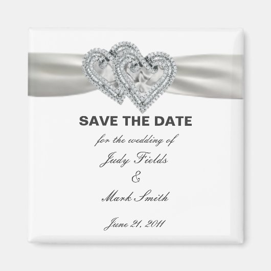 Harten Wit Bruiloft Save The Date Magnet (Voorkant)