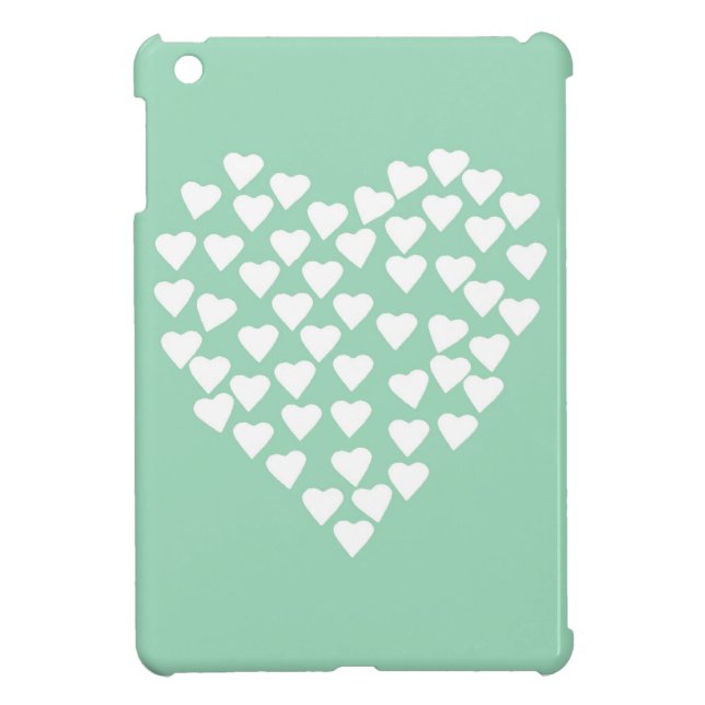 Harten Wit hart op mint iPad Mini Case (Achterkant)