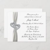 Harten Wit Huwelijk repetitie diner uitnodiging (Voorkant / Achterkant)