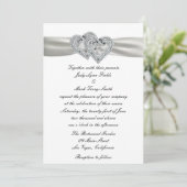 Harten Wit Huwelijksuitnodiging Kaart (Staand voorkant)