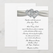 Harten Wit Huwelijksuitnodiging Kaart (Voorkant / Achterkant)