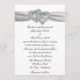 Harten Wit Huwelijksuitnodiging Kaart