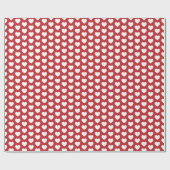 Harten, wit op donkerrood omslagpapier cadeaupapier (Vlak)
