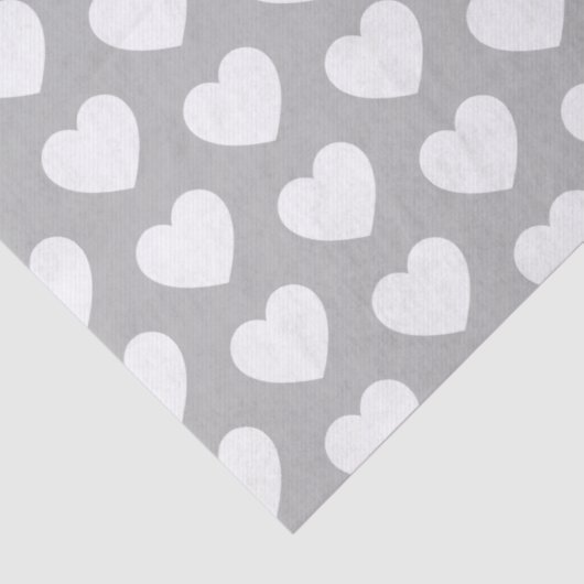 Harten, wit op grijs weefselpapier tissuepapier (Detail)