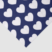 Harten, wit op marineblauw weefselpapier tissuepapier (Detail)