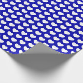Harten, wit op Royal Blue Wrapping Paper Cadeaupapier (Hoek)