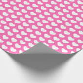 Harten, wit op roze ompakpapier cadeaupapier (Hoek)