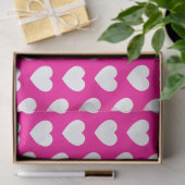 Harten, wit op warm roze weefselpapier tissuepapier (Geschenk)