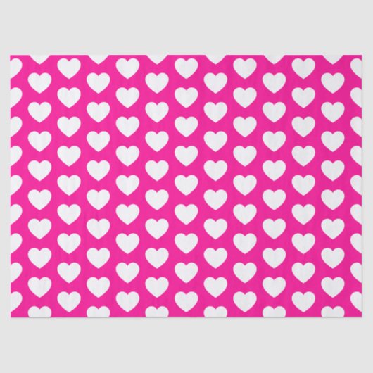 Harten, wit op warm roze weefselpapier tissuepapier (Voorkant)