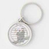 Harten Witte Bruiloft Ronde Zilveren Sleutelhanger (Voorkant)