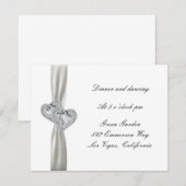 Harten Witte Trouw Receptie Kaarten (Voorkant / Achterkant)