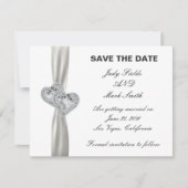 Harten Witte Trouwdag Bewaar de Datum Kaart (Voorkant)