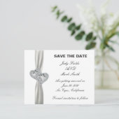 Harten Witte Trouwdag Save The Date Kaart (Staand voorkant)