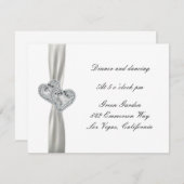 Harten Witte Trouwreceptie Kaarten (Voorkant / Achterkant)